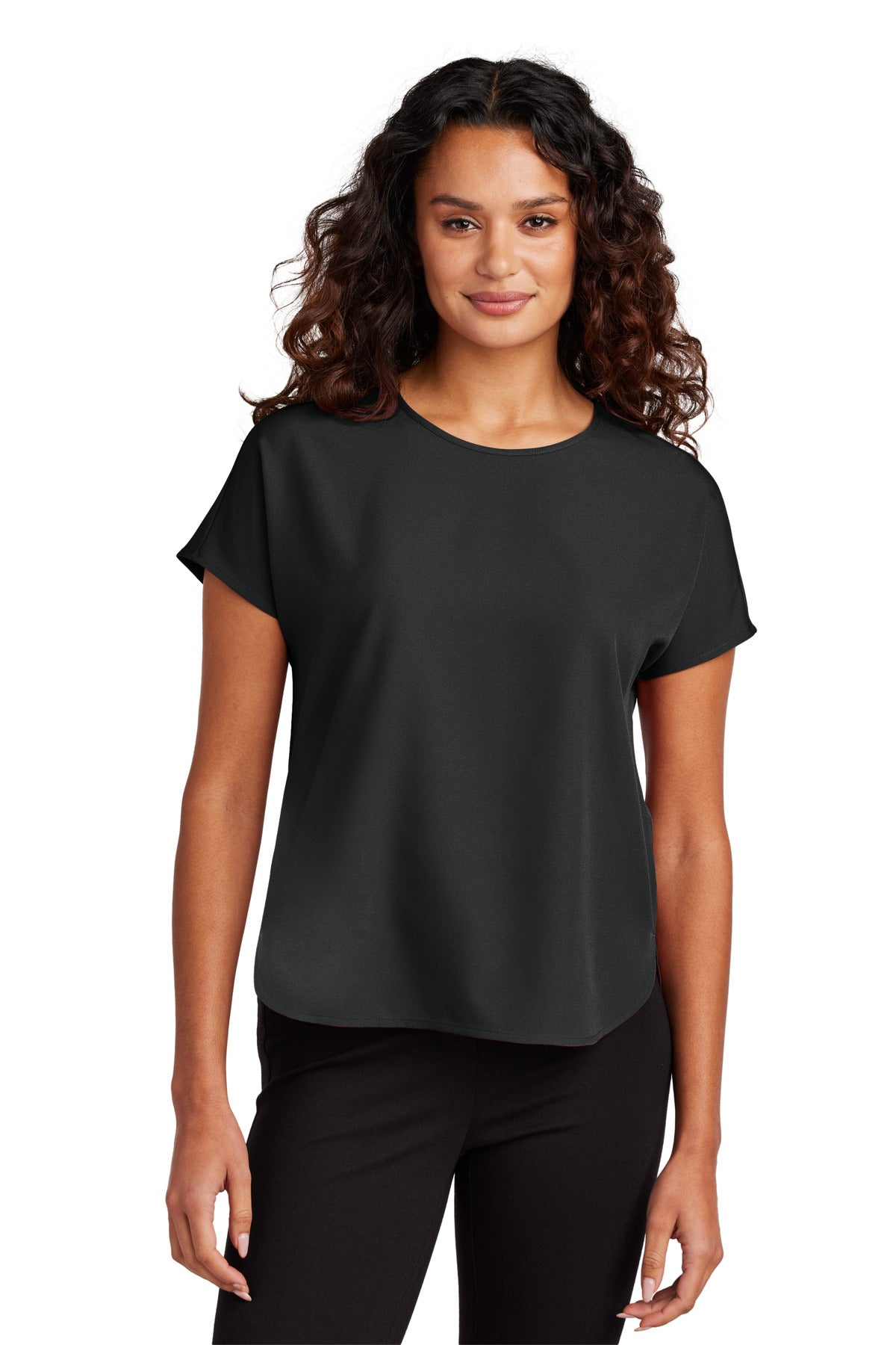 Front View of DeepBlack Mercer+Mettle Women's Stretch Crepe Crew MM2015