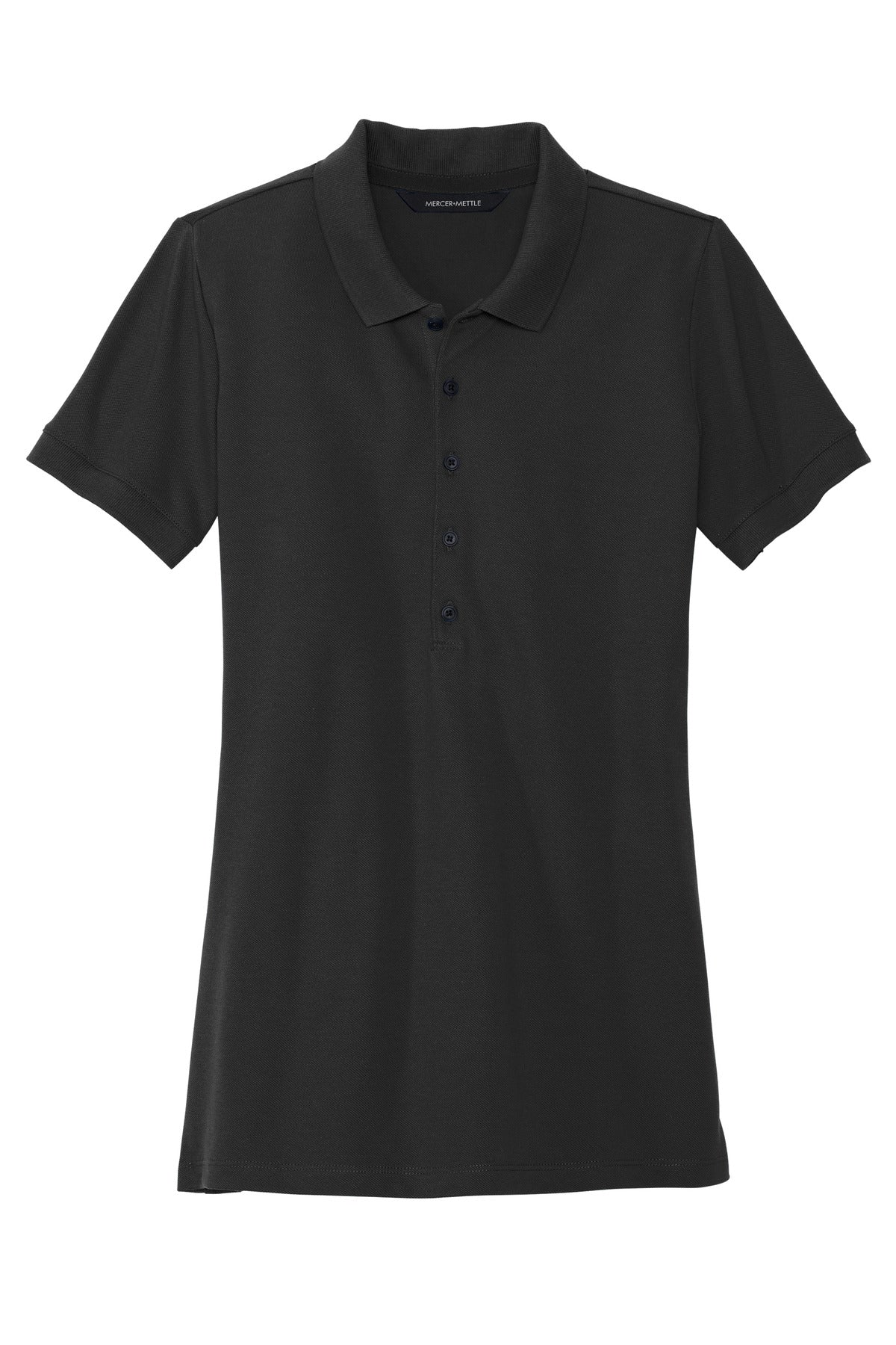 Front View of DeepBlack Mercer+Mettle Women's Stretch Heavyweight Pique Polo MM1001