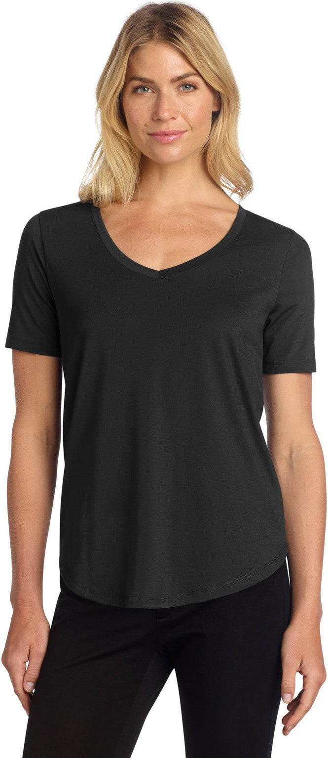 Front View of DeepBlack Mercer+Mettle Women's Stretch Jersey Relaxed Scoop MM1017
