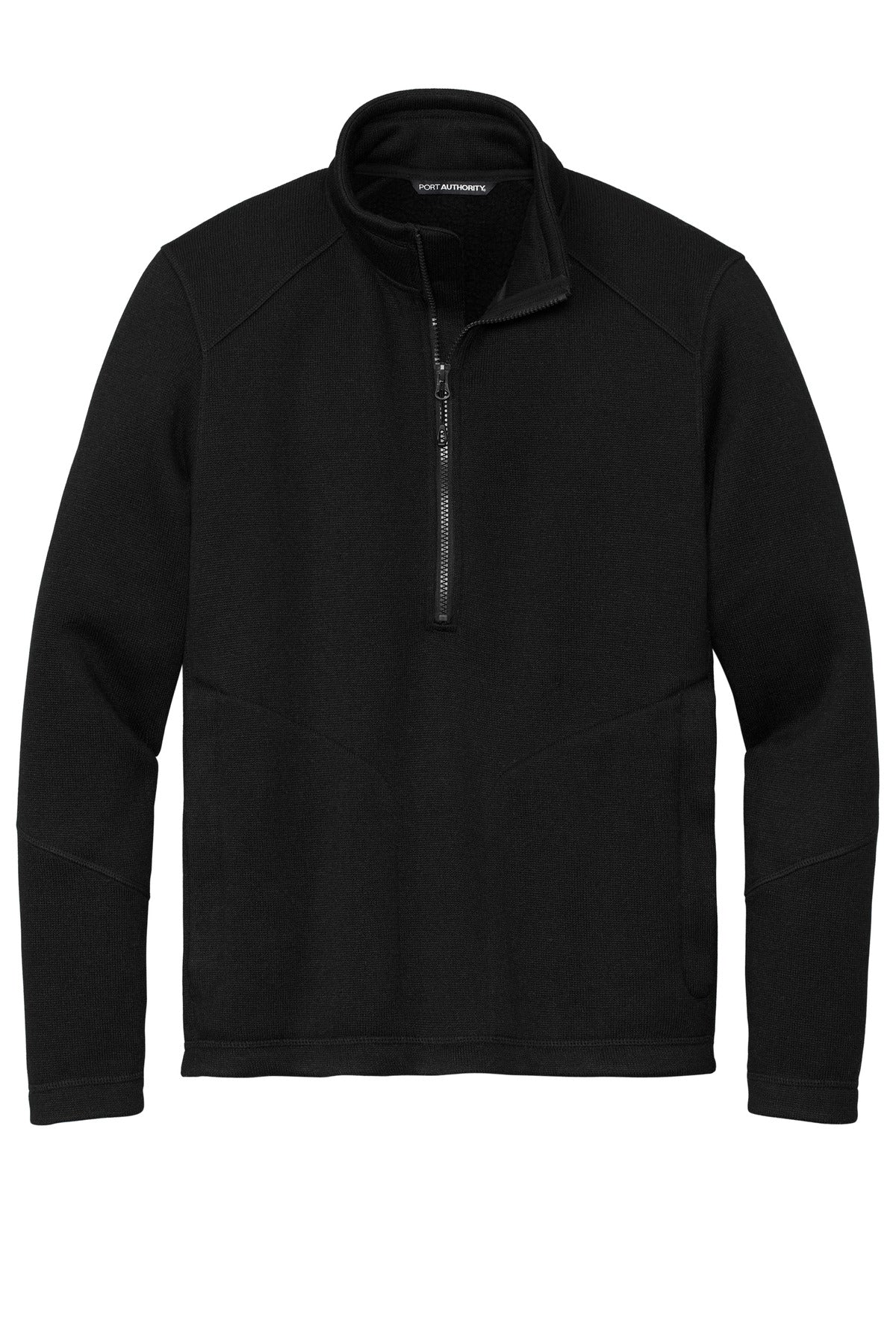 Front View of DeepBlack Port Authority Arc Sweater Fleece 1/4-Zip F426