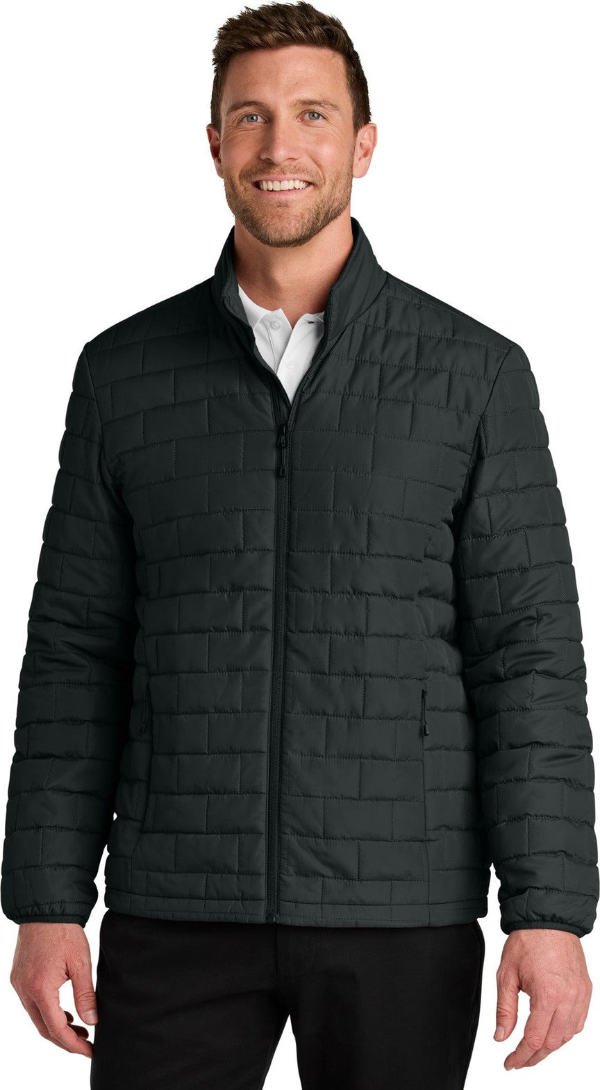 Front View of DeepBlack Port Authority C-FREE Brick Jacket J854