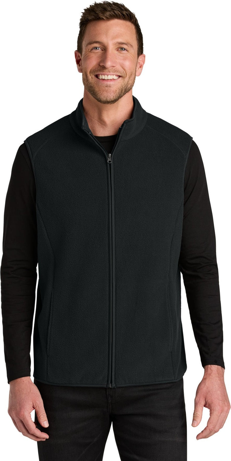 Front View of DeepBlack Port Authority C-FREE Fleece Vest F702