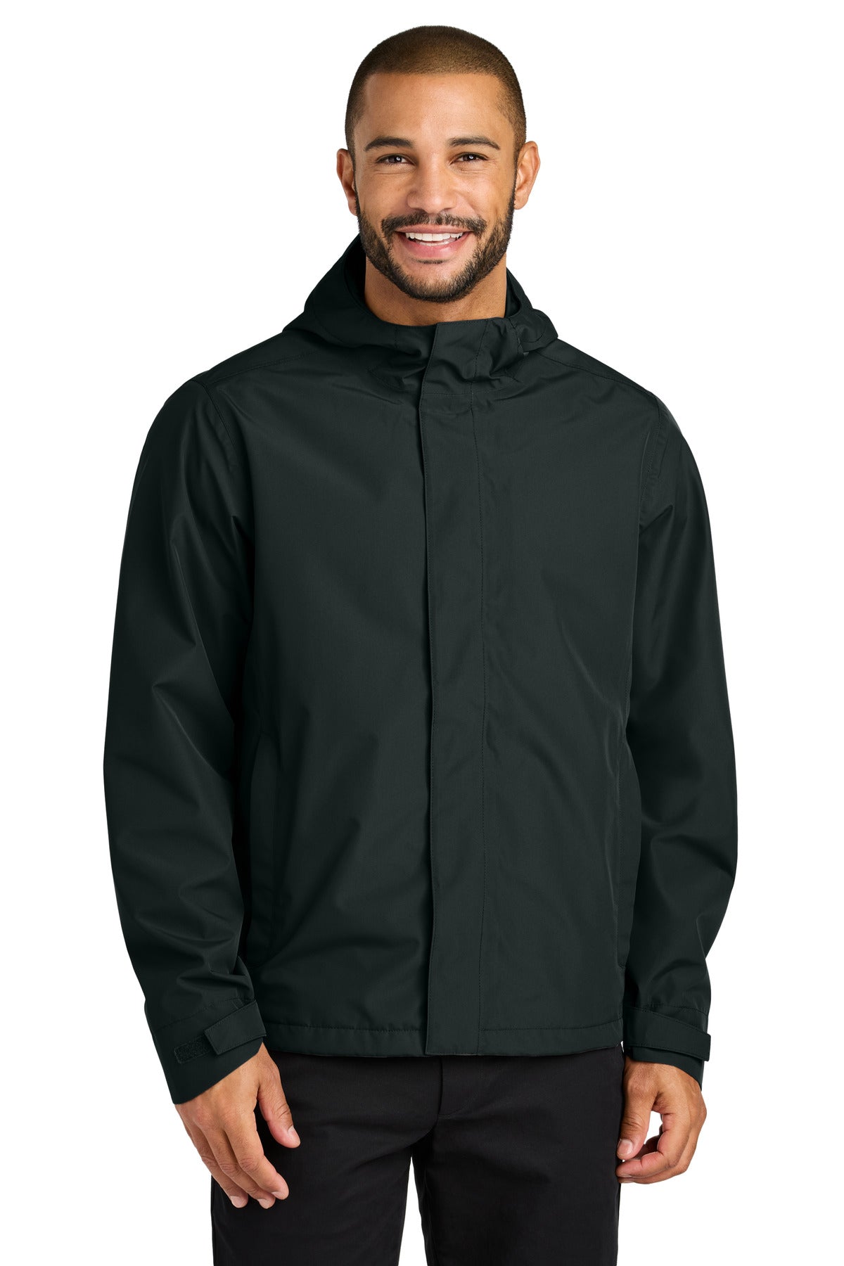 Front View of DeepBlack Port Authority C-FREE Rain Jacket J714