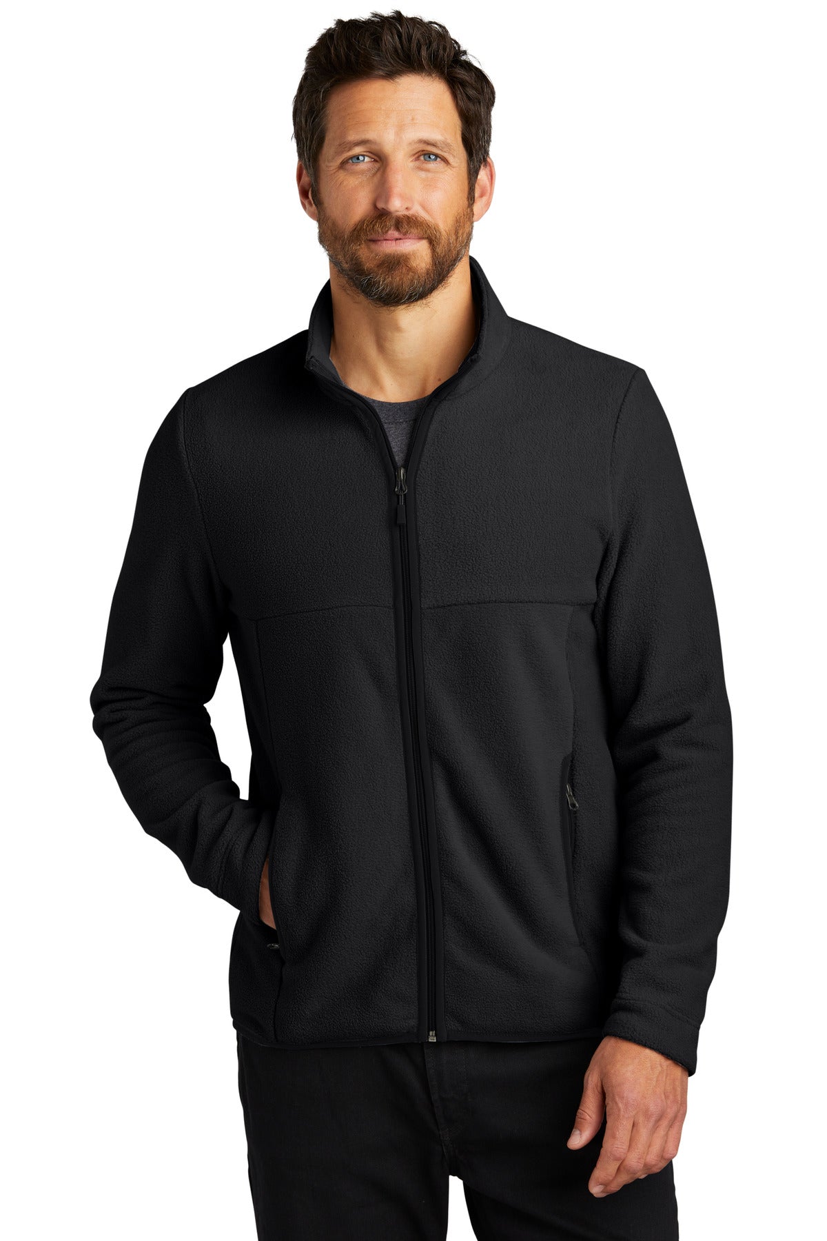 Front View of DeepBlack Port Authority Connection Fleece Jacket F110