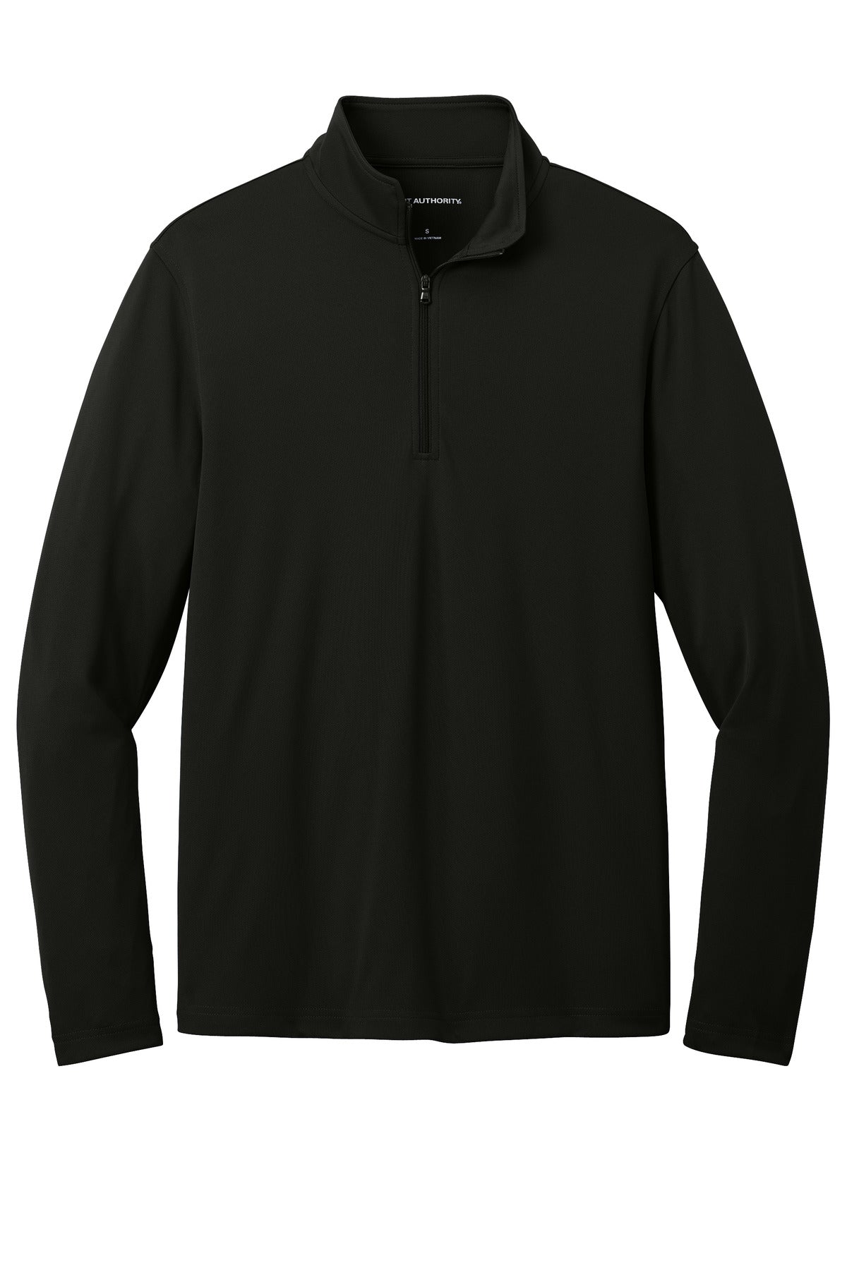 Front View of DeepBlack Port Authority Dry Zone UV Micro-Mesh 1/4-Zip K112