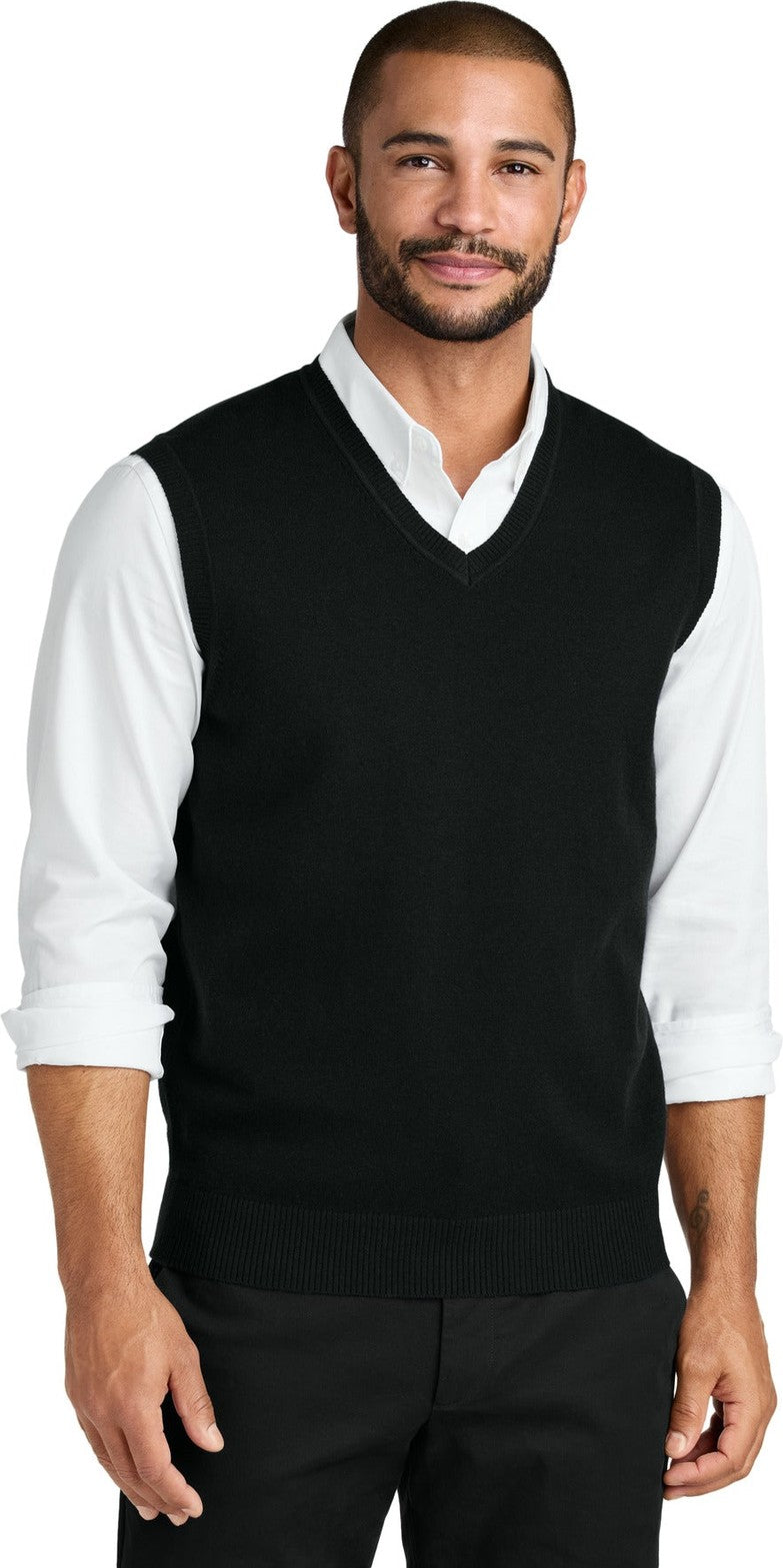Front View of DeepBlack Port Authority Easy Care Sweater Vest SW2860
