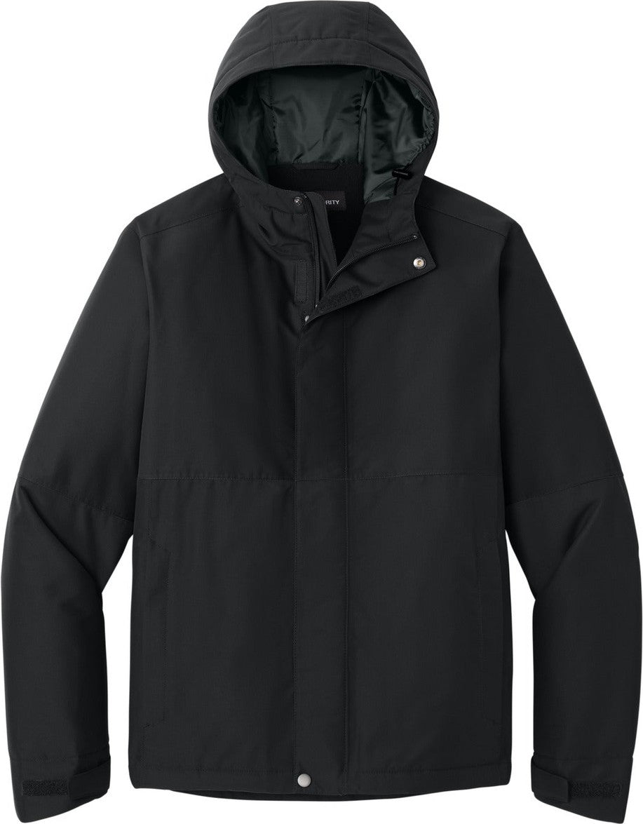 Front View of DeepBlack Port Authority Insulated Heavy Ripstop Jacket J721