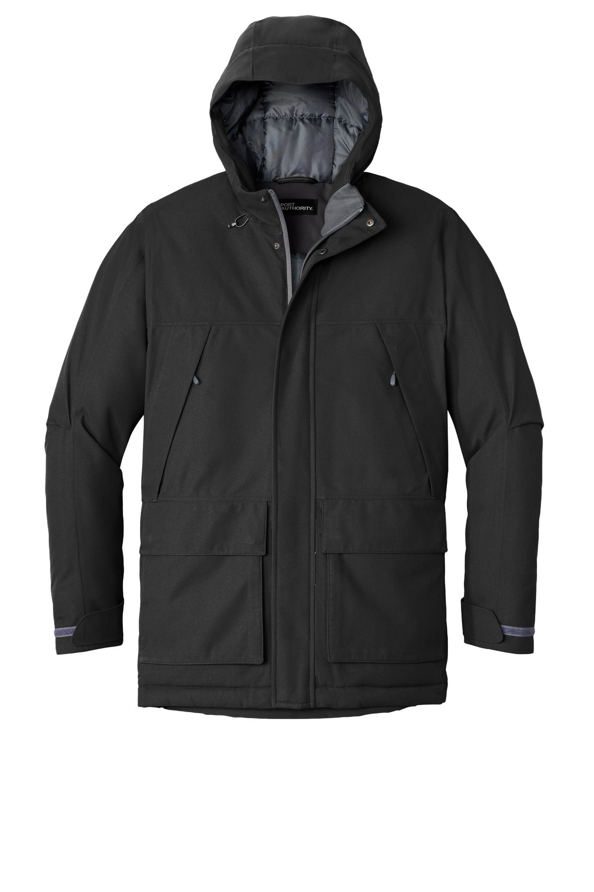Front View of DeepBlack Port Authority Latitude Waterproof Heavyweight Parka J363
