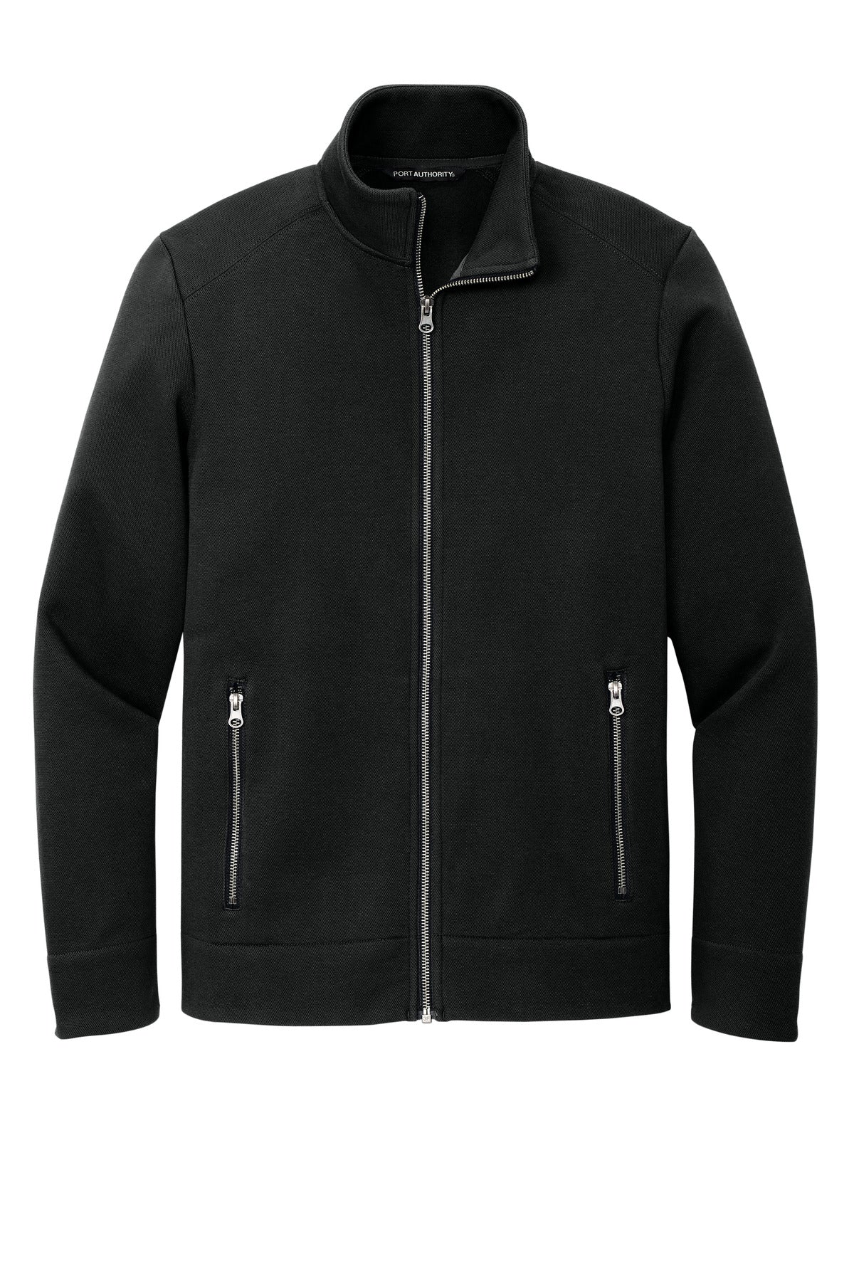 Front View of DeepBlack Port Authority Network Fleece Jacket F422