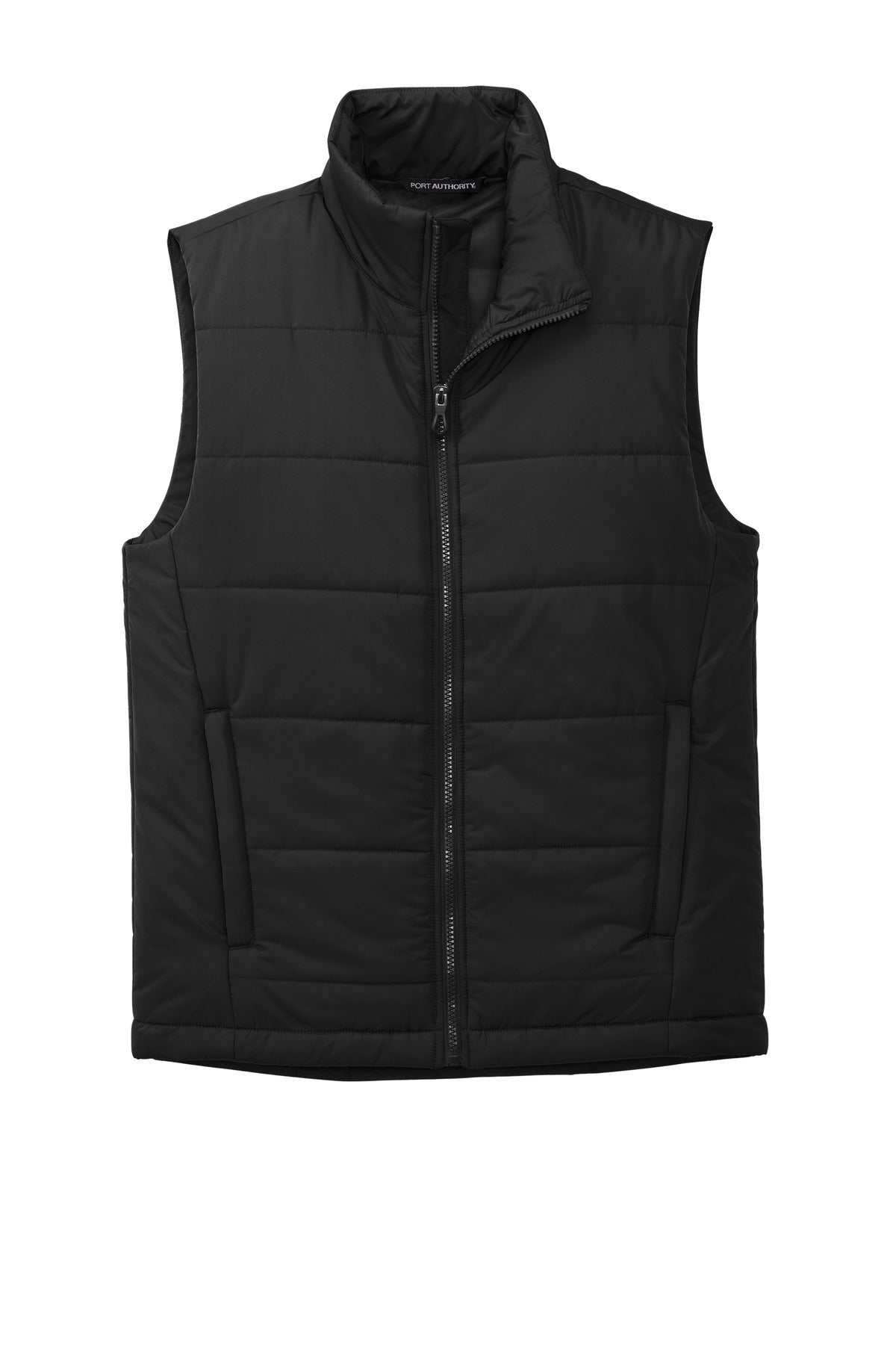 Front View of DeepBlack Port Authority Puffer Vest J853