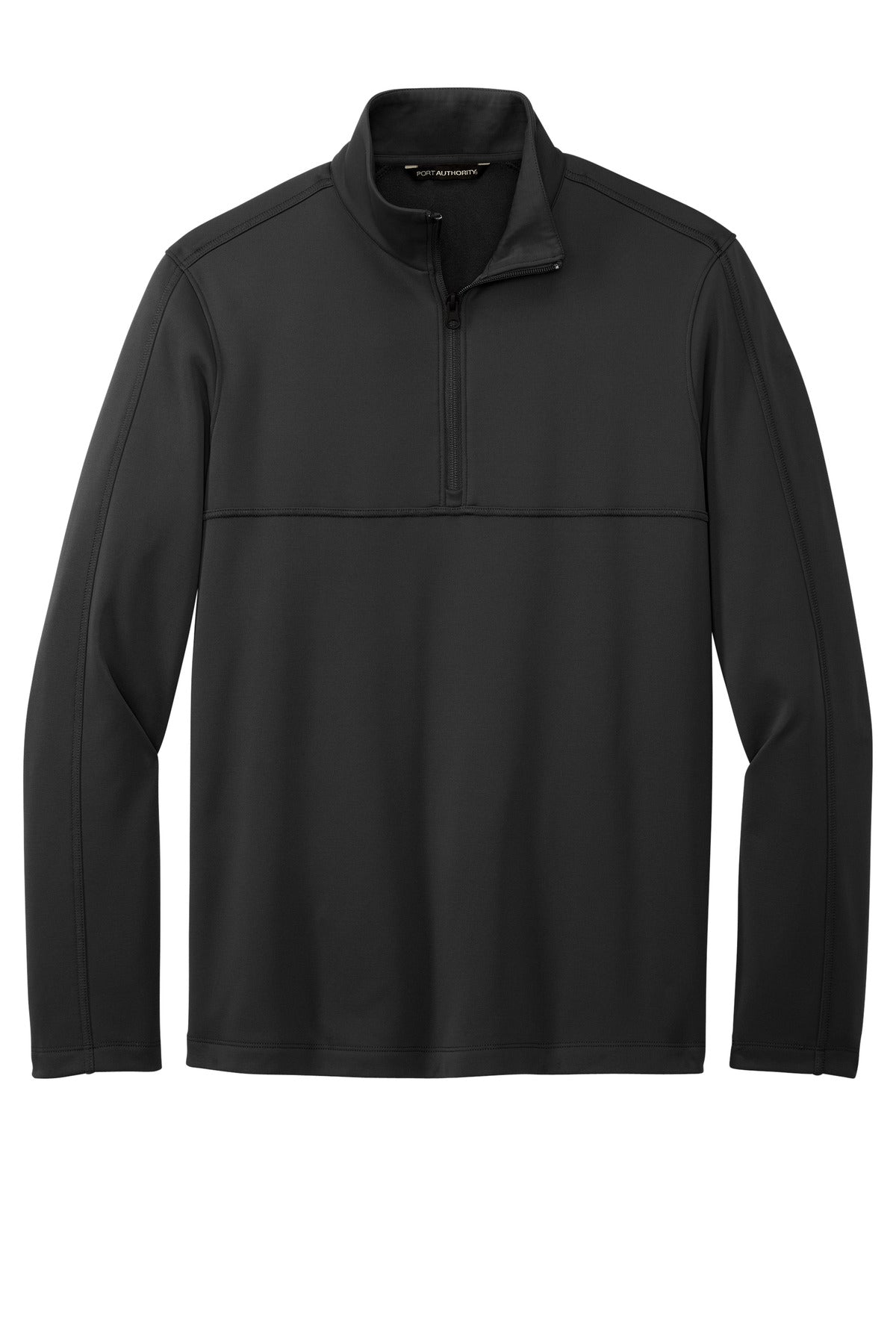 Front View of DeepBlack Port Authority Smooth Fleece 1/4-Zip F804