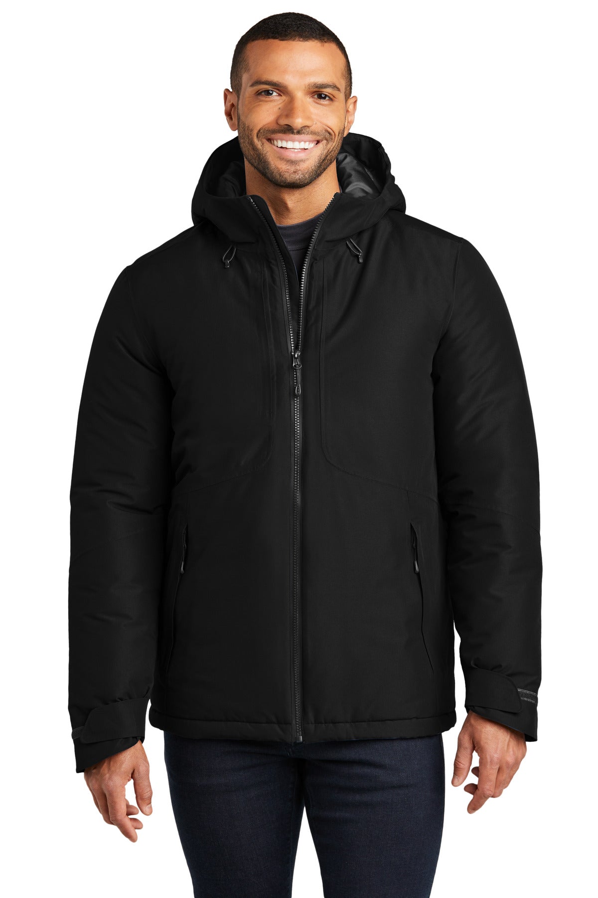 Front View of DeepBlack Port Authority Venture Waterproof Insulated Jacket J362