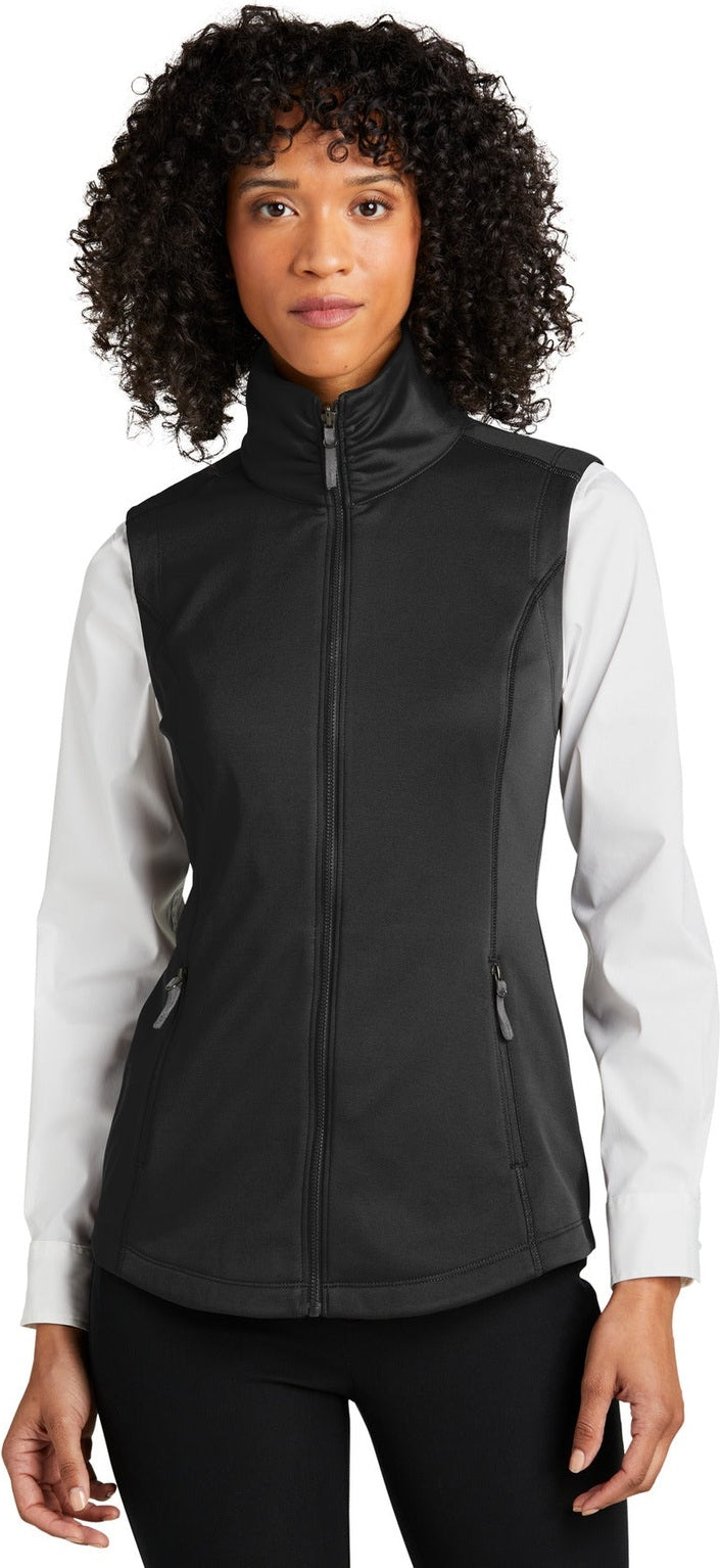 Front View of DeepBlack Port Authority Women's Collective Smooth Fleece Vest L906