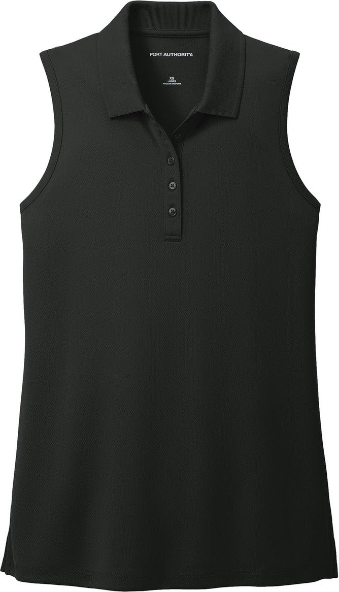 Front View of DeepBlack Port Authority Women's Dry Zone UV Micro-Mesh Sleeveless Polo LK110SV