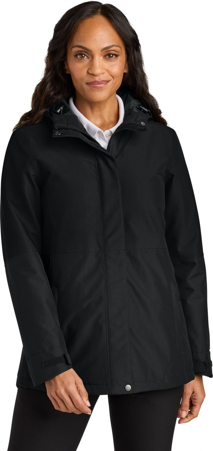 Front View of DeepBlack Port Authority Women's Insulated Heavy Ripstop Jacket L721