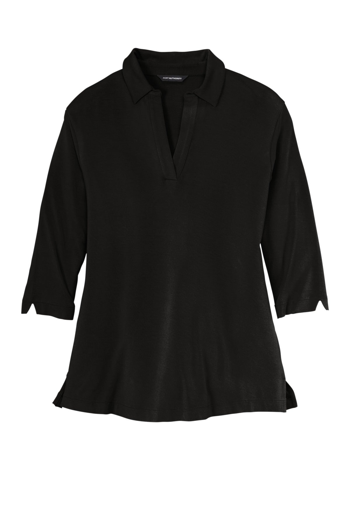 Front View of DeepBlack Port Authority Women's Luxe Knit Tunic. LK5601