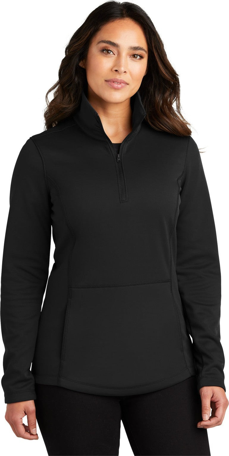 Front View of DeepBlack Port Authority Women's Smooth Fleece 1/4-Zip L804