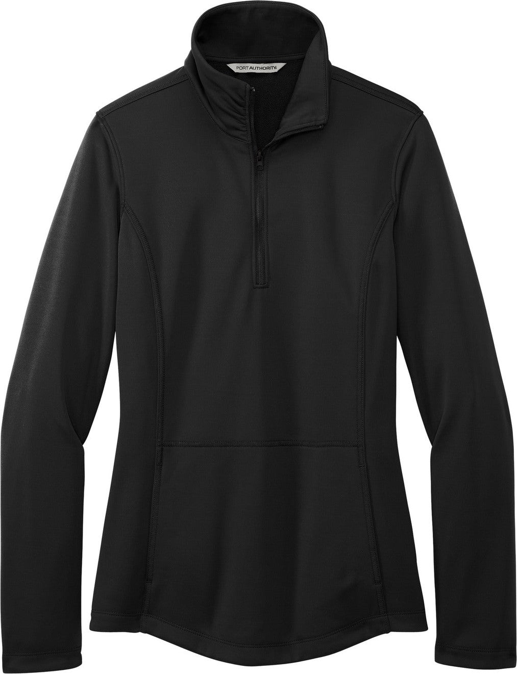 Front View of DeepBlack Port Authority Women's Smooth Fleece 1/4-Zip L804