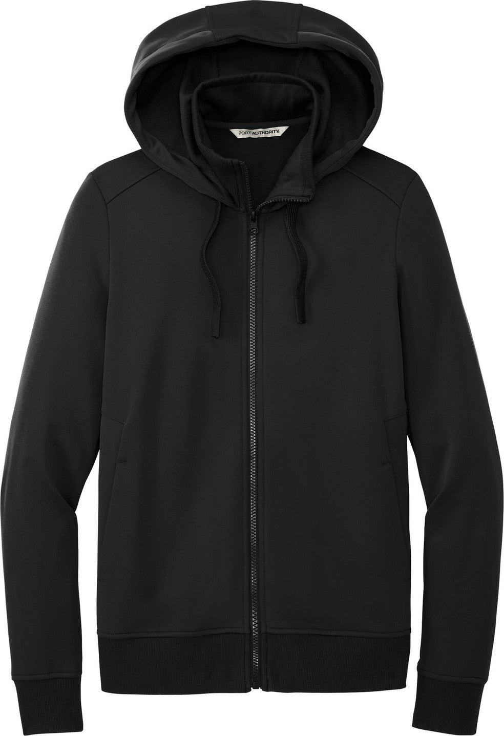 Front View of DeepBlack Port Authority Women's Smooth Fleece Hooded Jacket L814