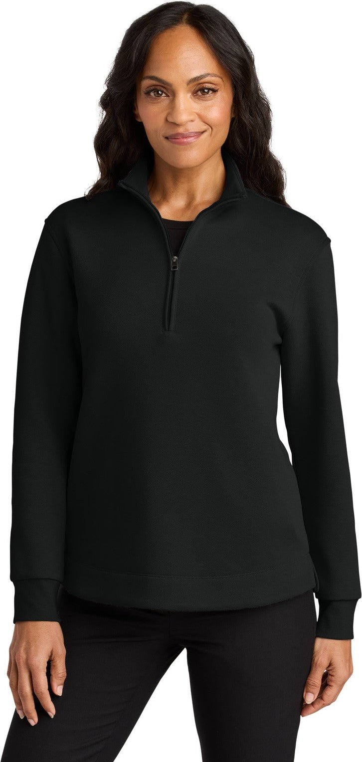 Front View of DeepBlack Port Authority Women's Wearever Signature Double Pique 1/4-Zip LK210