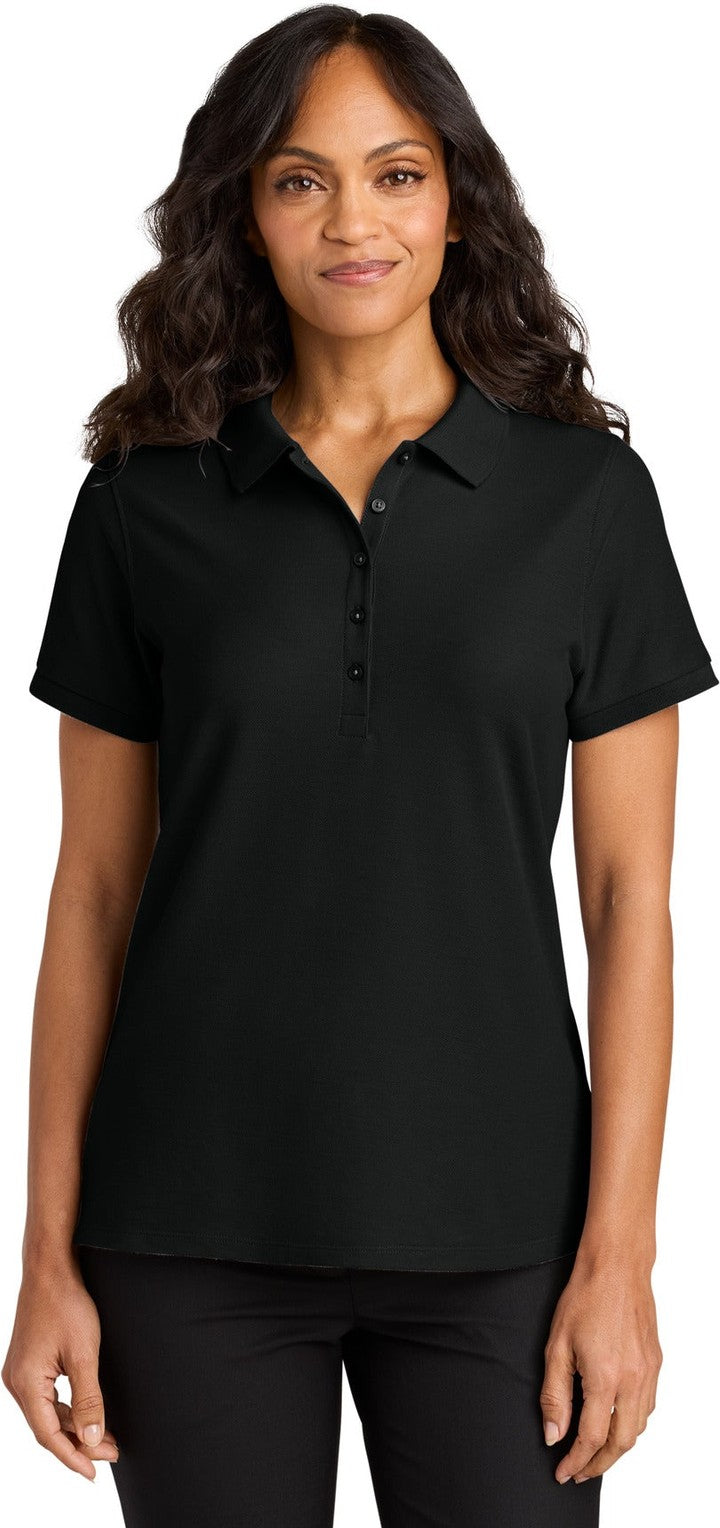Front View of DeepBlack Port Authority Women's Wearever Signature Pique Polo LK200