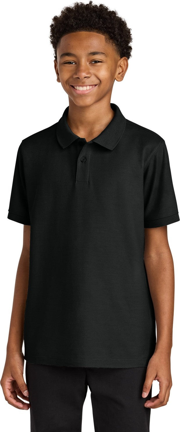 Front View of DeepBlack Port Authority Youth Wearever Signature Pique Polo Y200