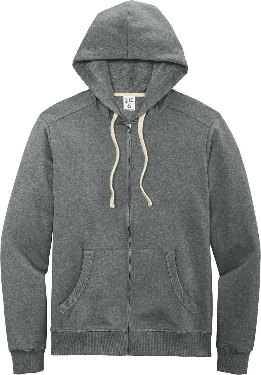 Front View of DeepGreyHt District Re-Fleece Full-Zip Hoodie DT8102