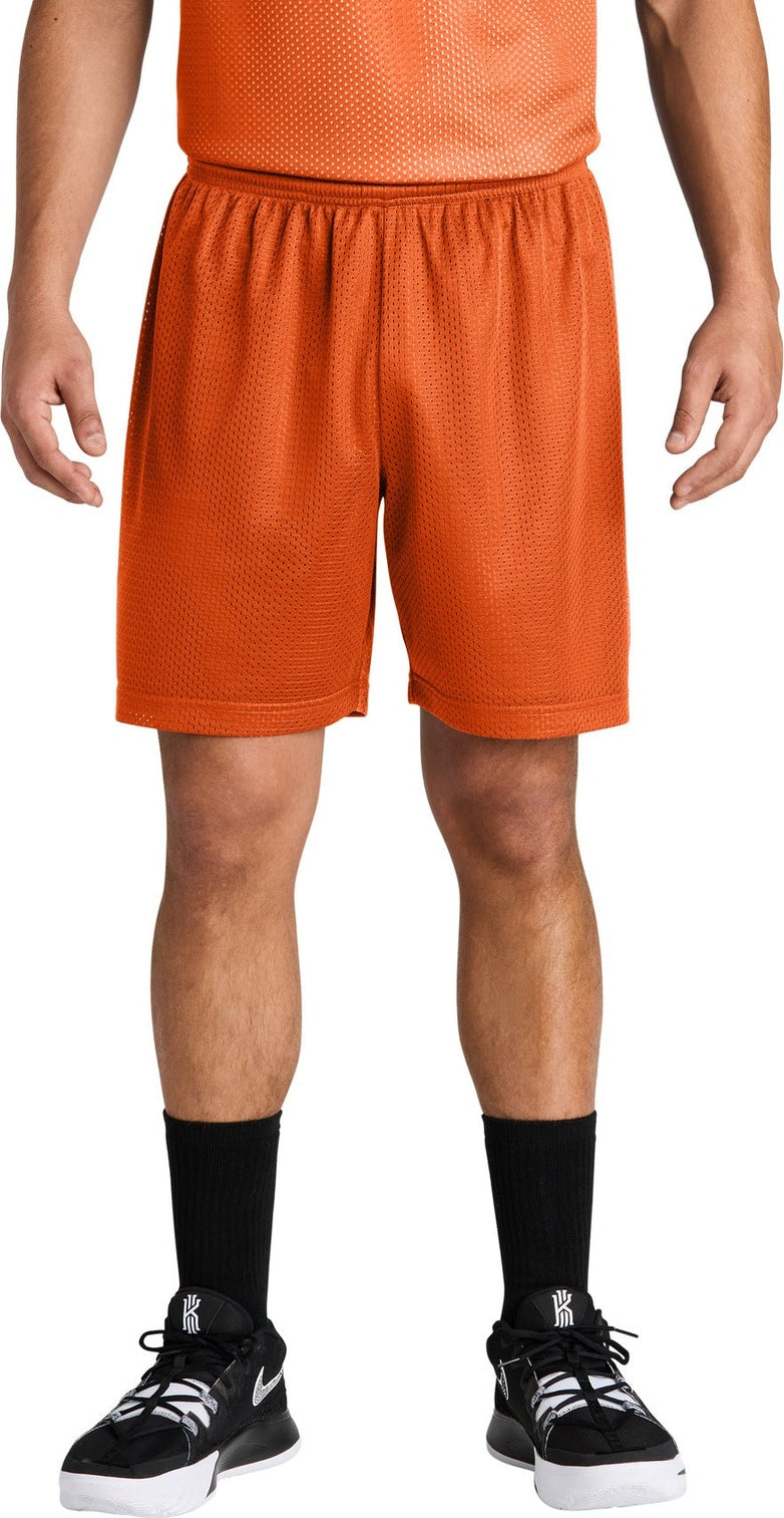 Front View of DeepOrange Sport-Tek PosiCharge Mesh 7" Short ST5100