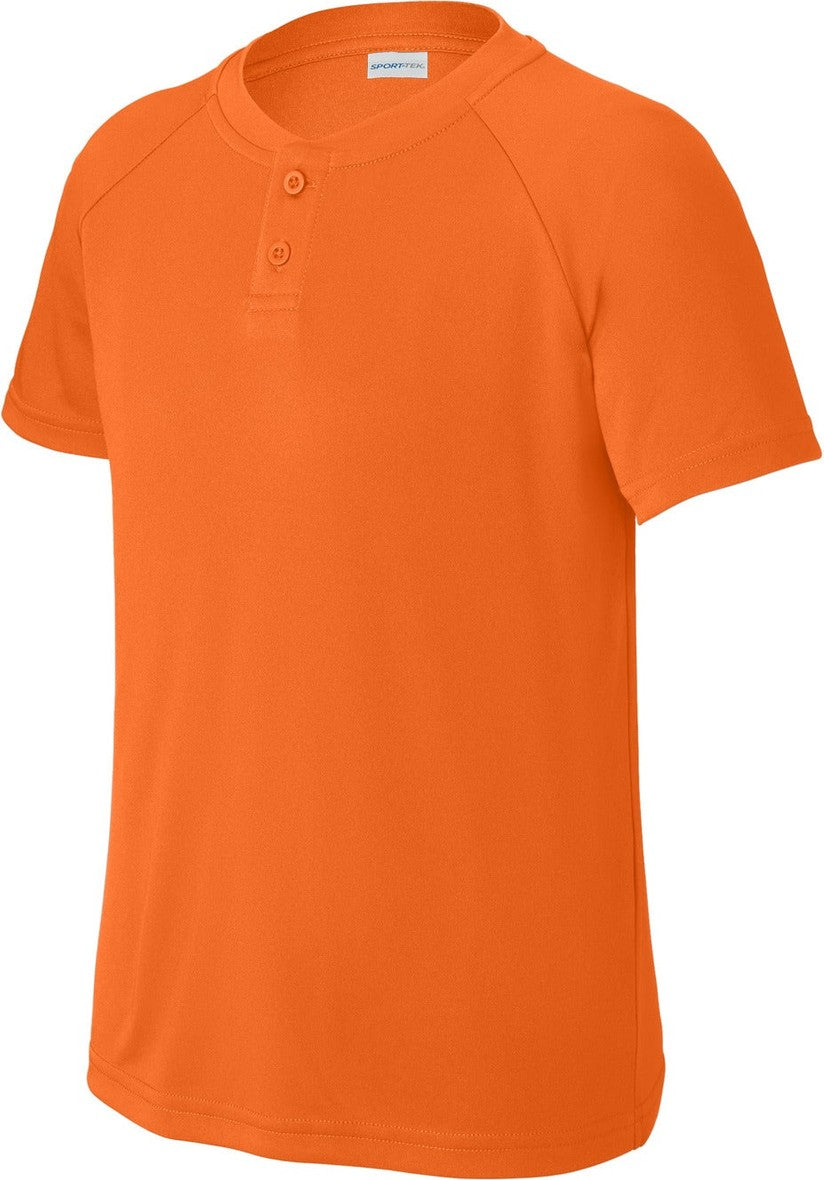 Front View of DeepOrange Sport-Tek Youth PosiCharge Competitor 2-Button Henley YST359