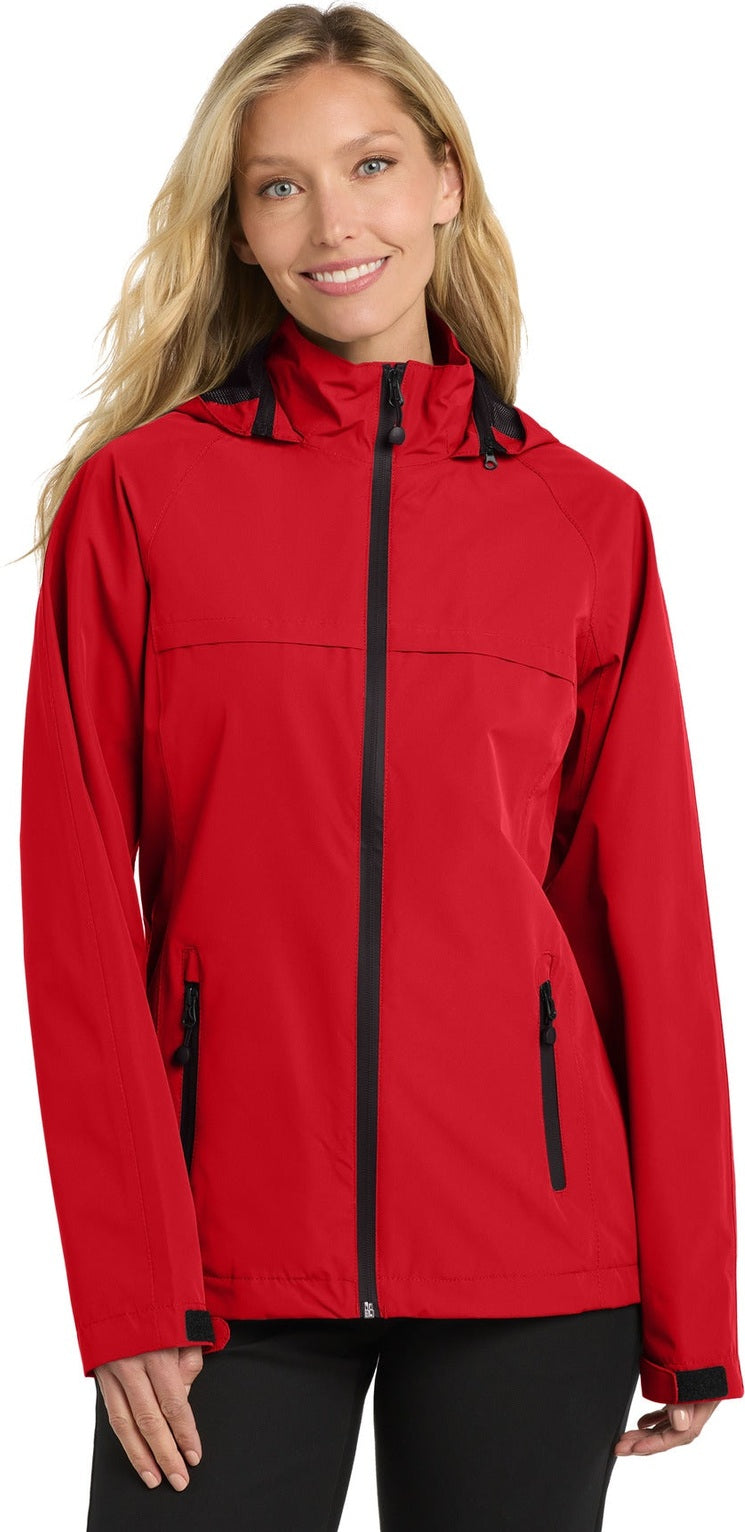 Front View of DeepRed Port Authority Women's Torrent Waterproof Jacket. L333