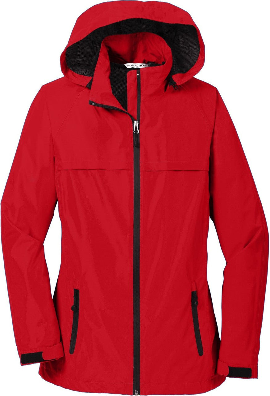 Front View of DeepRed Port Authority Women's Torrent Waterproof Jacket. L333