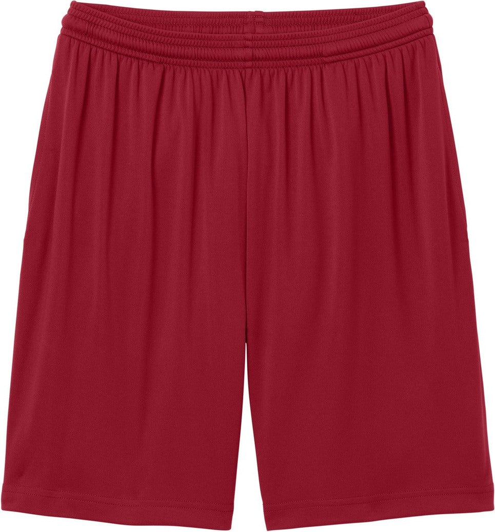 Front View of DeepRed Sport-Tek PosiCharge Competitor 7" Pocketed Short ST349P