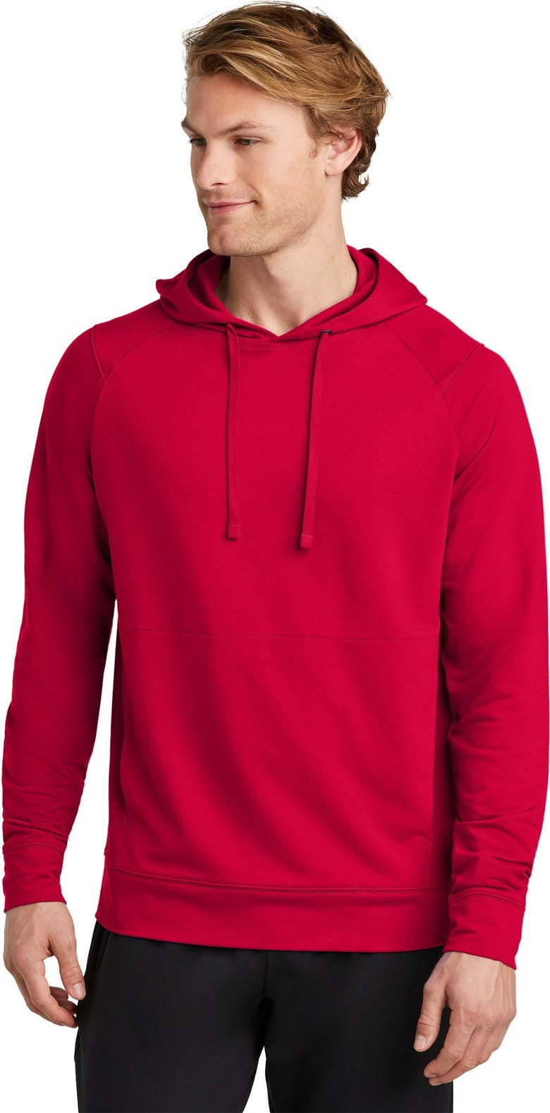Front View of DeepRed Sport-Tek Sport-Wick Flex Fleece Pullover Hoodie ST562
