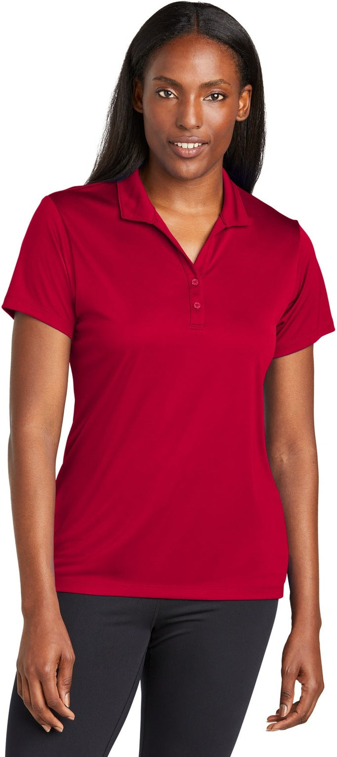 Front View of DeepRed Sport-Tek Women's PosiCharge Re-Compete Polo LST725