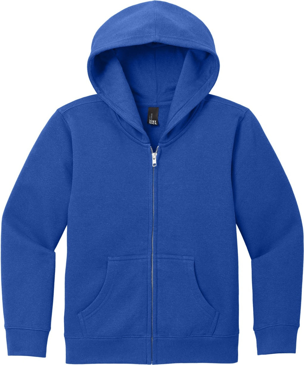 Front View of DeepRoyal District Youth V.I.T. Fleece Full-Zip Hoodie DT6102Y