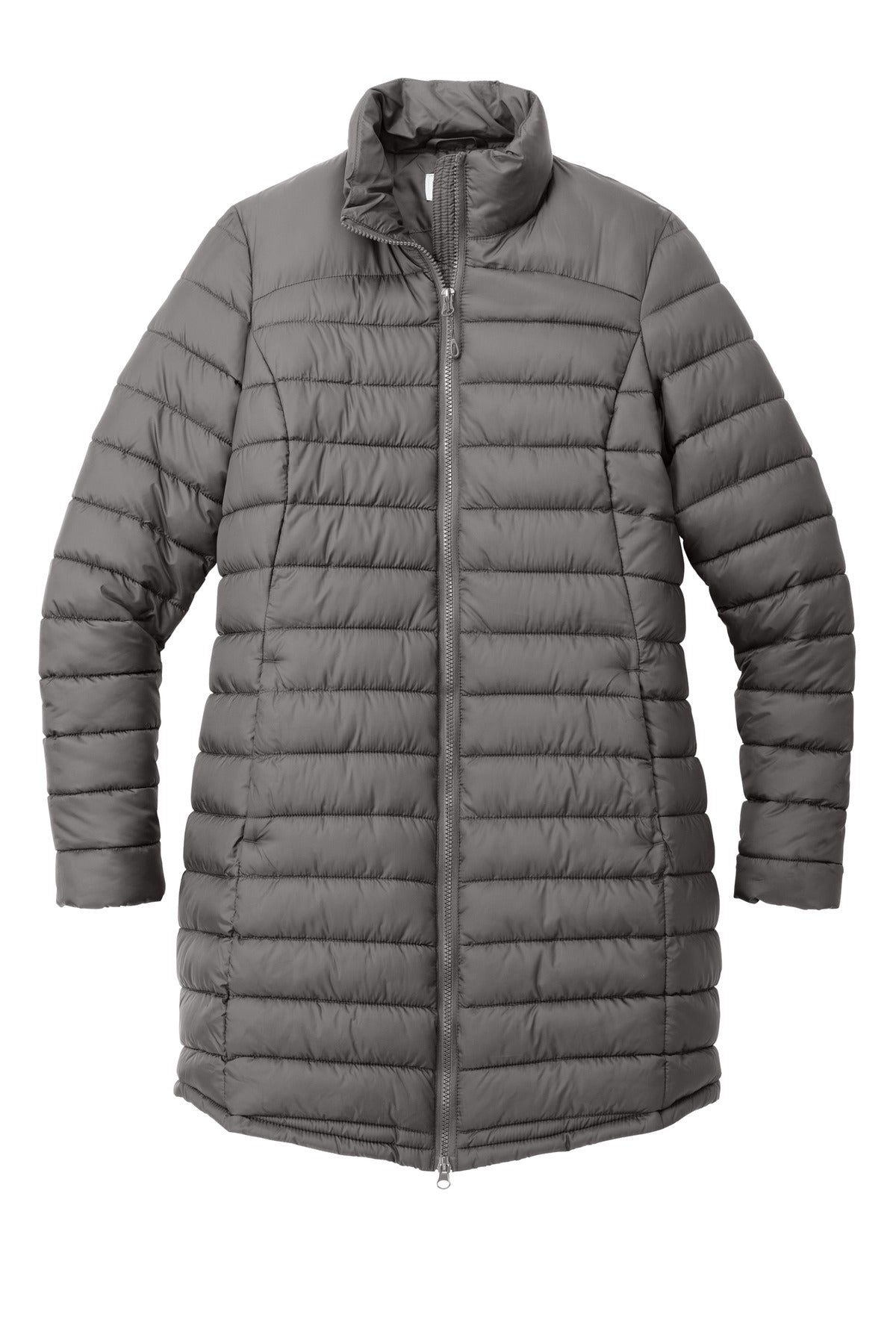 Front View of DeepSmoke Port Authority Women's Horizon Puffy Long Jacket L365