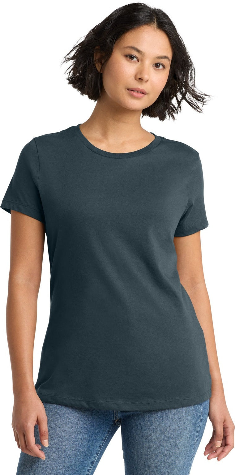 Front View of DeepStlBlu District Women's Perfect Weight Tee. DM104L