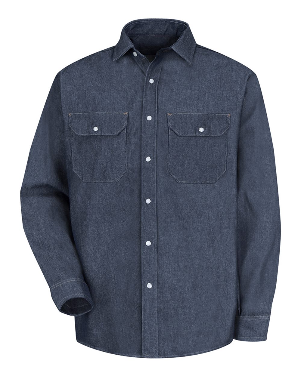 Front View of Denim Deluxe Denim Long Sleeve Shirt - SD78