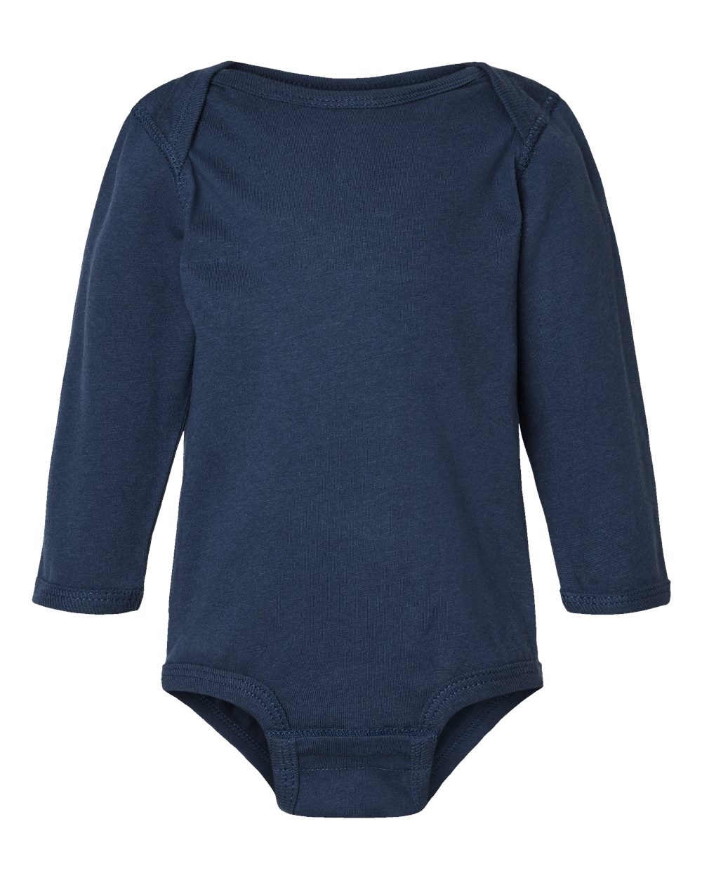 Front View of Denim Infant Fine Jersey Long Sleeve Bodysuit - 4421