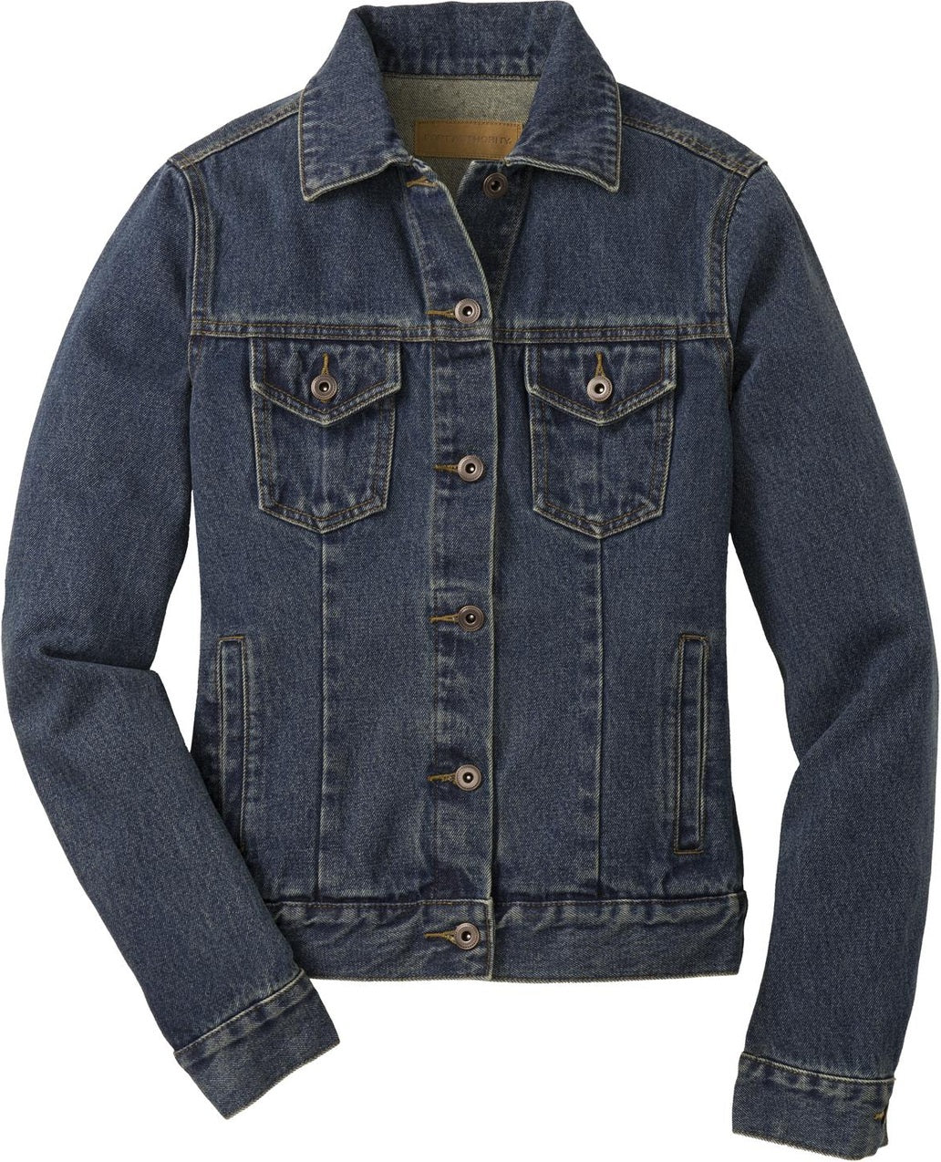 Front View of Denim Port Authority Women's Denim Jacket. L7620