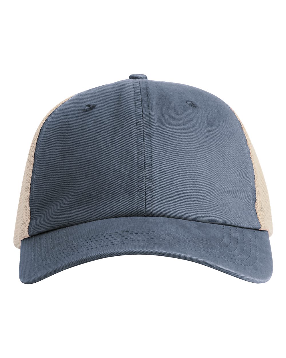Front View of Denim Sunwashed Trucker Cap - CCST0