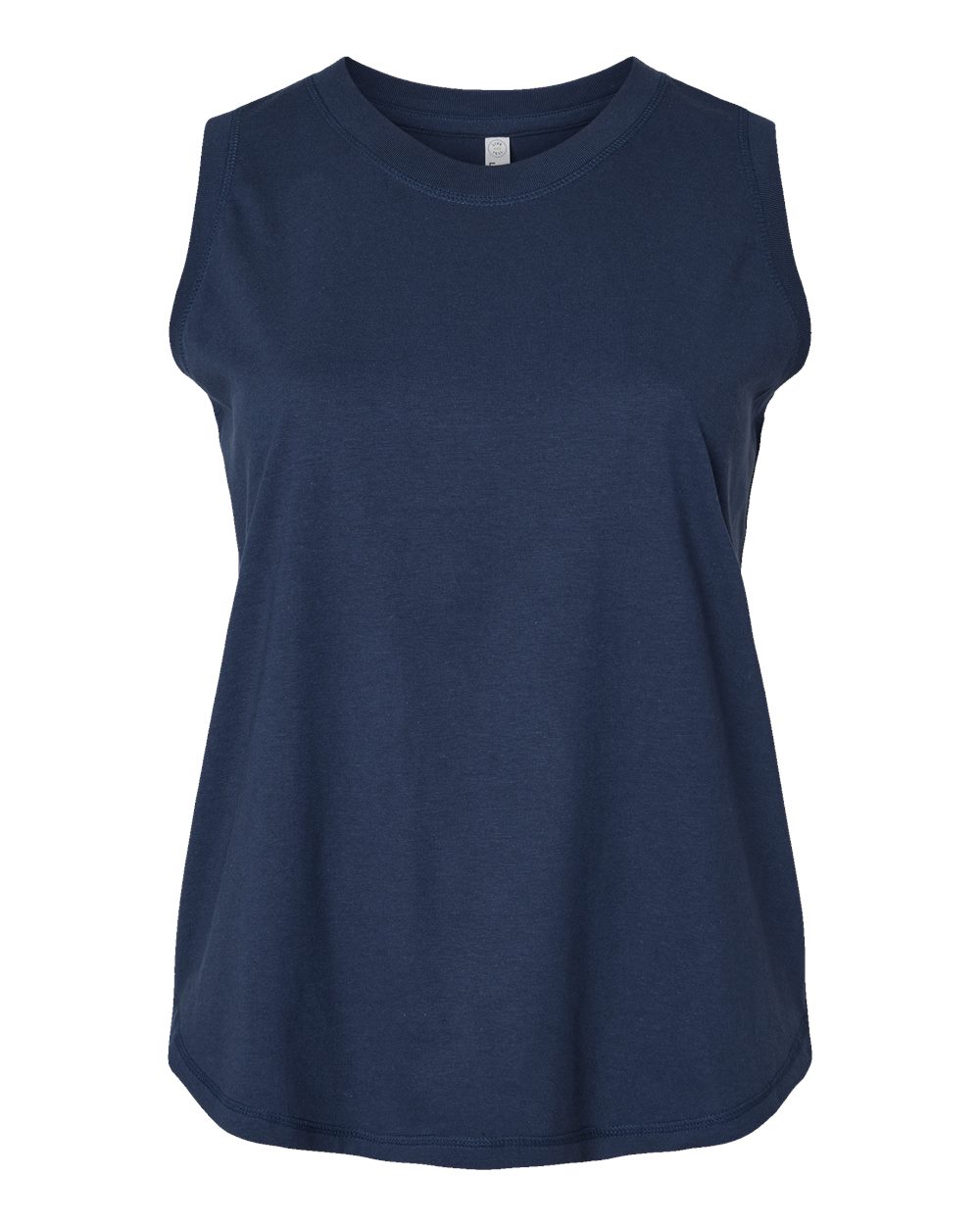 Front View of Denim Women's Curvy Relaxed Fine Jersey Tank - 3892