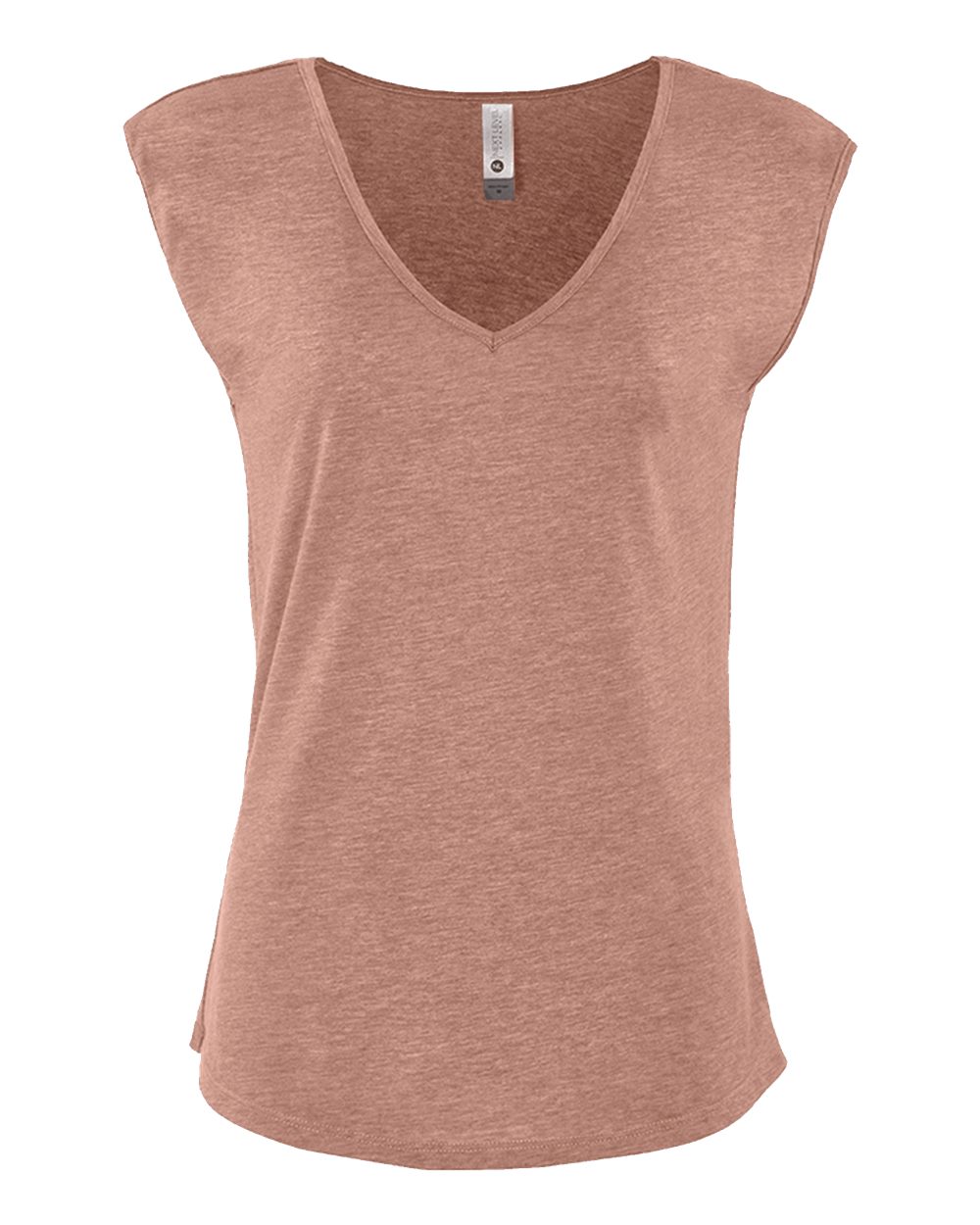 Front View of Desert Pink Women's Festival Sleeveless Deep V-Neck T-Shirt - 5040