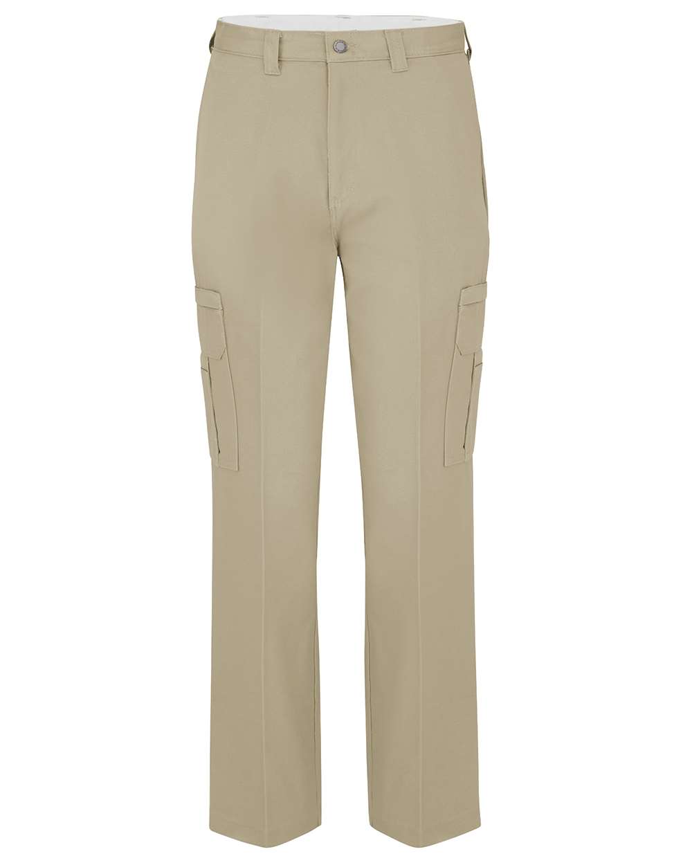 Front View of Desert Sand - 37 Unhemmed Industrial Cotton Cargo Pants - Odd Sizes - LP39ODD