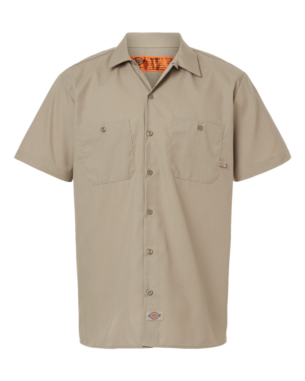 Front View of Desert Sand Industrial Short Sleeve Work Shirt - Tall Sizes - S535T