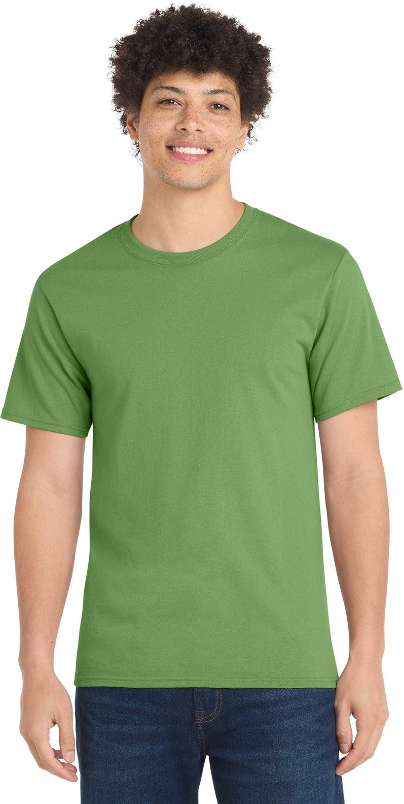 Front View of Dill Green Port & Co Tall Essential Tee. PC61T