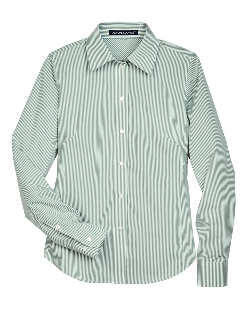 Front View of Dill Women's Crown Collection® Banker Stripe Woven Dress Shirt - D645W