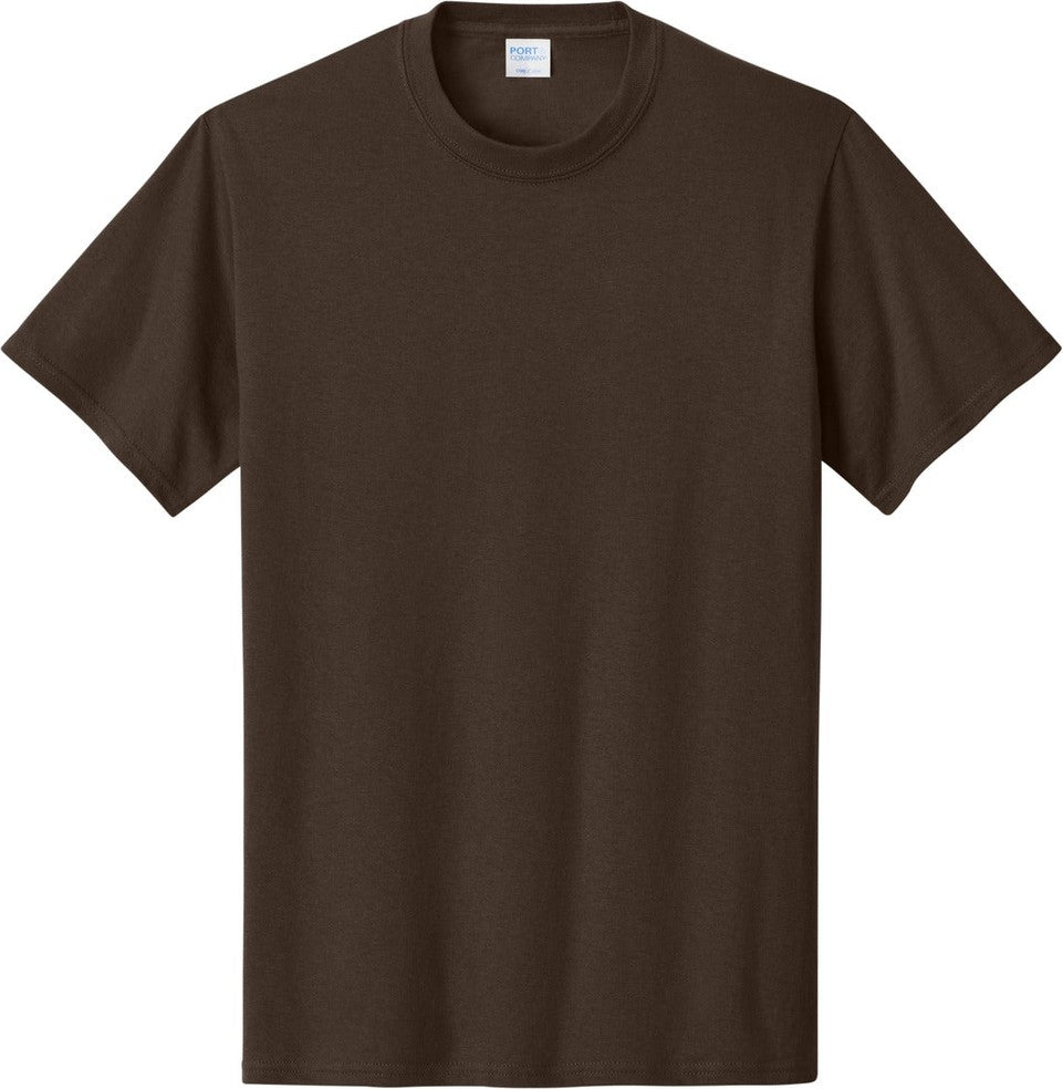Front View of Dk Choc Brown Port & Co Core Cotton Tee. PC54