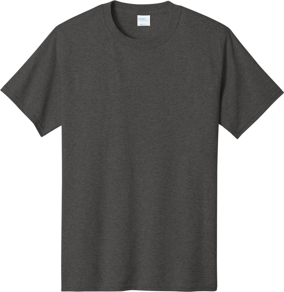 Front View of Dk Hthr Grey Port & Co Core Cotton Tee. PC54