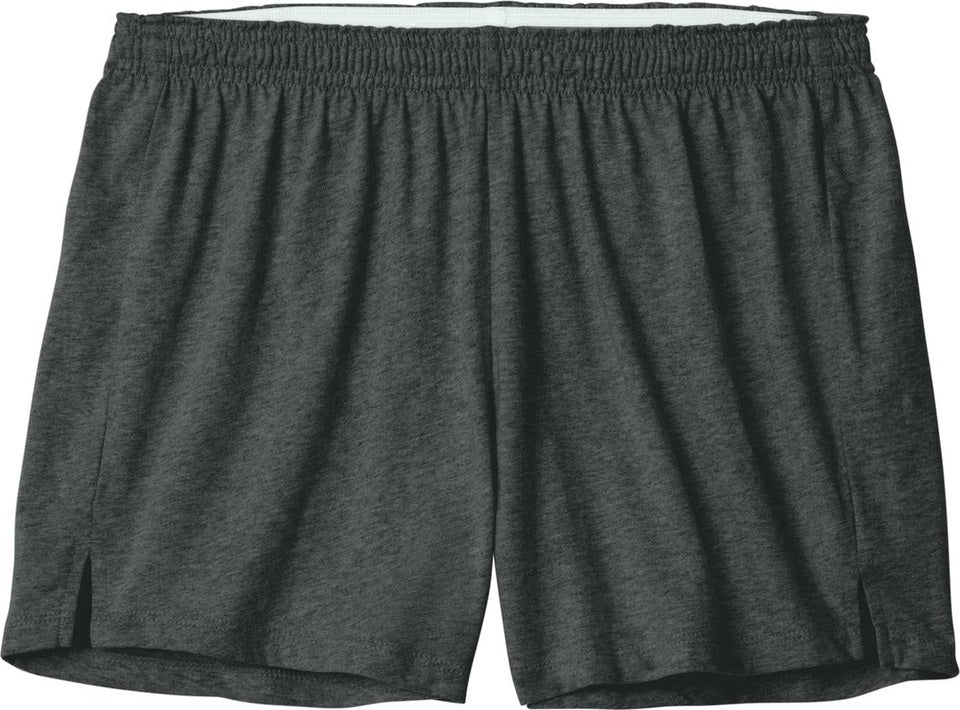 Front View of DkGyHthr Sport-Tek Women's Jersey Knit Squad Short LST311